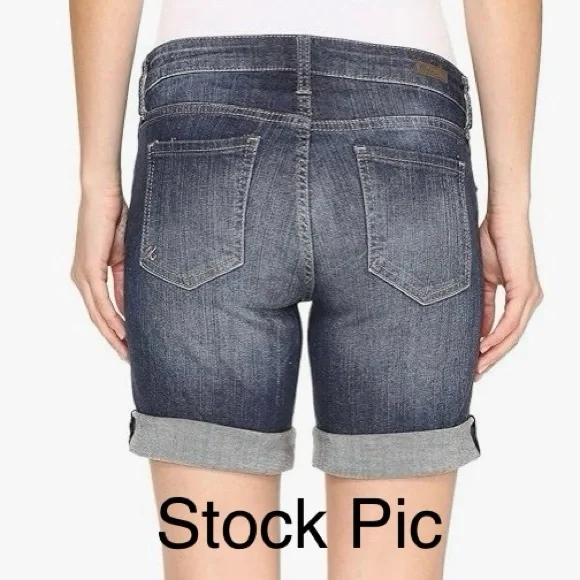 Kut from the Kloth Catherine Boyfriend Jean Shorts Size 8 Cuffed Distressed - Picture 16 of 16